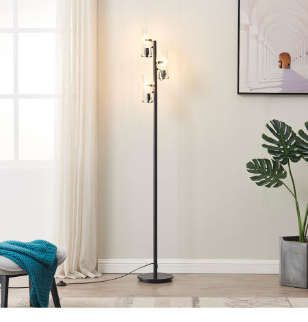 Tree Style Black Metal Floor Lamp,Industrial Modern Standing Lamp with ...