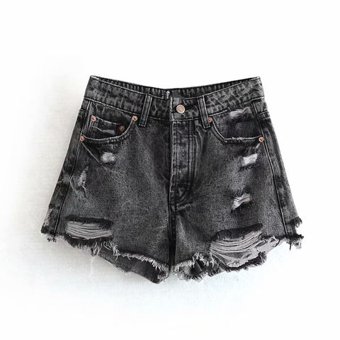 Sexy Hot Pants Women's Irregular Ripped Fringe Denim Shorts