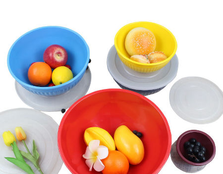 Buy Wholesale China Melamine Mixing Salad Bowls With Pe Lid Set Wholesale  6pc Set Round Courful Plastic Mixingbowl & Mixing Bowl at USD 11.15