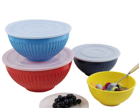 Buy Wholesale China Melamine Mixing Salad Bowls With Pe Lid Set Wholesale  6pc Set Round Courful Plastic Mixingbowl & Mixing Bowl at USD 11.15