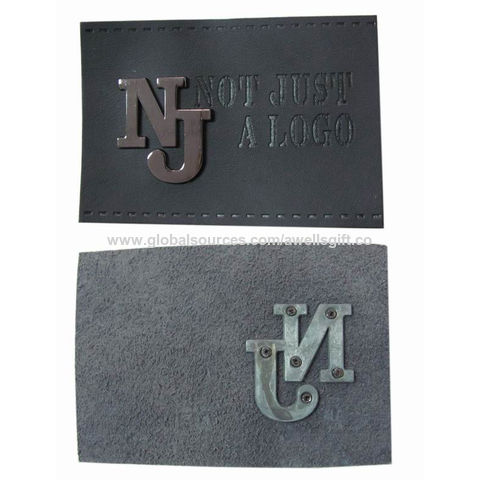 New metal Black Leather Embroidered Patches for Clothes Iron on