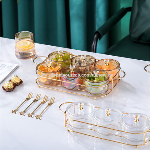 Kitchenware Luxurious Gass Lid Chafing Dish Round Designed Gold