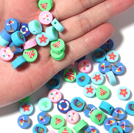 10mm 20pcs Polymer Clay Beads Smiley Animal Sunflower Heart Shape Christmas  For Jewelry Making