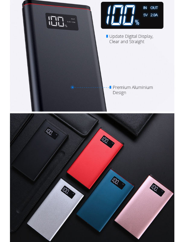 5V 2A Super Slim Power Bank 10000mAh Dual USB type C Charge Mobile Power Banks, 5V 2A dual USB