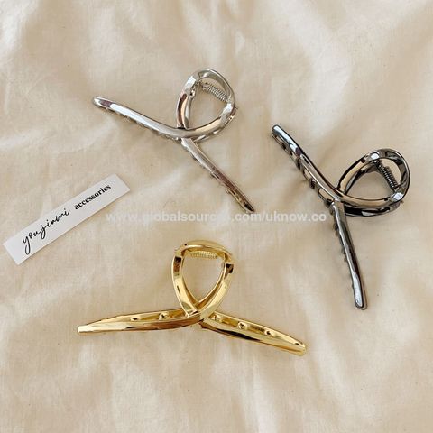 Pinza para el cabello de metal texturizado con perlas y diamantes de imitación, placa para rascar el cabello, accesorios para el cabello