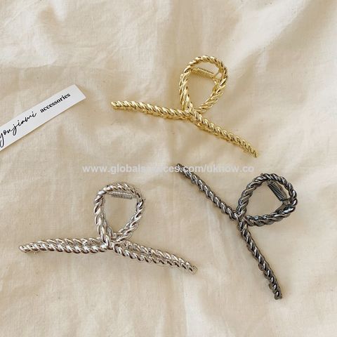 Pinza para el cabello de metal texturizado con perlas y diamantes de imitación, placa para rascar el cabello, accesorios para el cabello