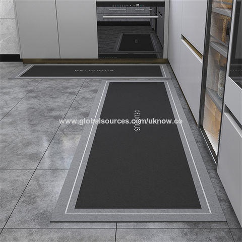 Soft Thickened Kitchen Floor Mat, Grey Non-slip Oil-proof Floor