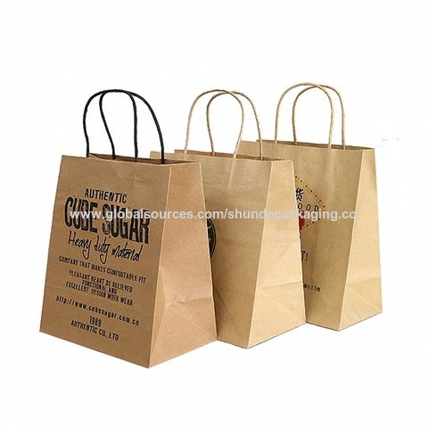 Custom Printed Brand Kraft Gift Bags With Handle