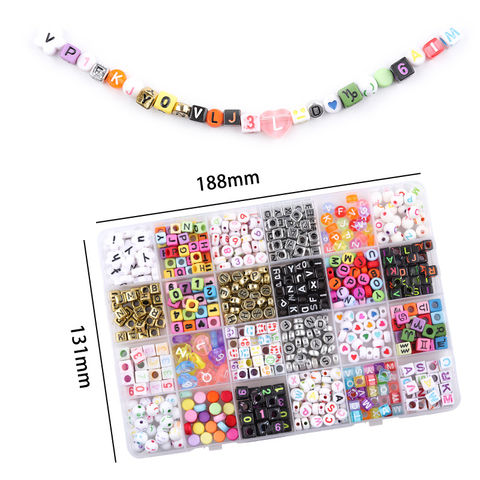 50g Acrylic Multicolor Square Alphabet Beads (with Solid-colored