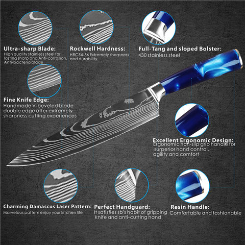 10 Piece Professional Kitchen Knife Set With Ergonomic Resin Handle 