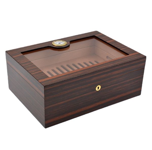 China Customized Glass top Wooden Desktop Cigar Box with Hygrometer and ...