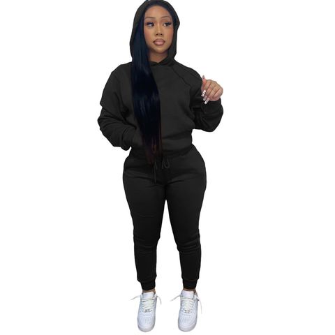 China Women's fall casual solid color loose 2 rope tracksuit jogging ...