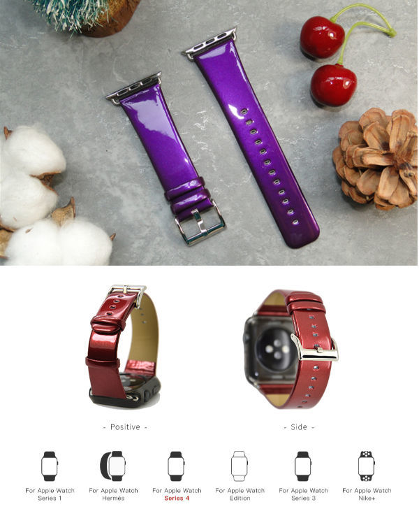 Smart Watch Leather Band For Iwatch Series 4 Glossy Shiny Patent