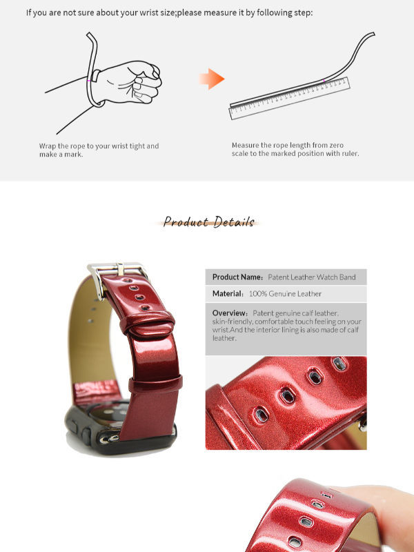 Smart Watch Leather Band For Iwatch Series 4 Glossy Shiny Patent