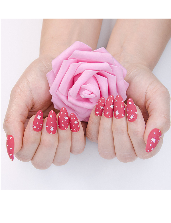 China 24pcs set decorated french nails self adhesive press on nails