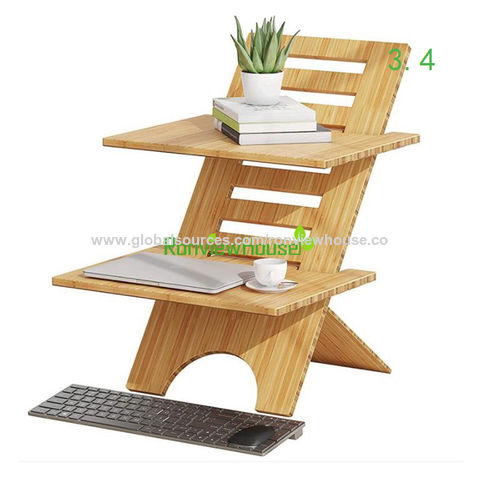 Bamboo Wood Laptop Stand Height Adjustable Laptop Desk Tablet