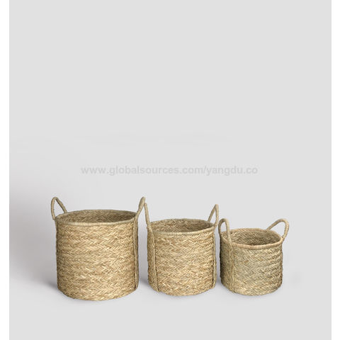 2pcs Woven Small Bamboo Baskets Storage Box For Desktop Sundries