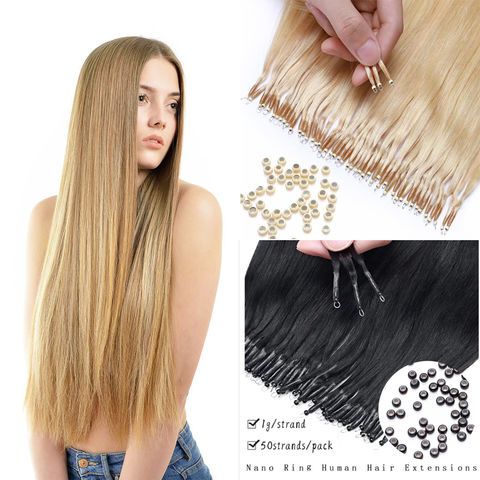 El micrófono nano de los anillos gotea los filamentos europeos 100% del Blonde 50-200 del punto culminante del pelo de las extensiones del cabello humano
