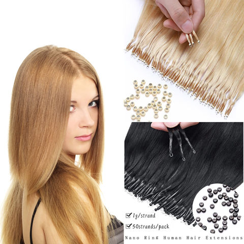 El micrófono nano de los anillos gotea los filamentos europeos 100% del Blonde 50-200 del punto culminante del pelo de las extensiones del cabello humano
