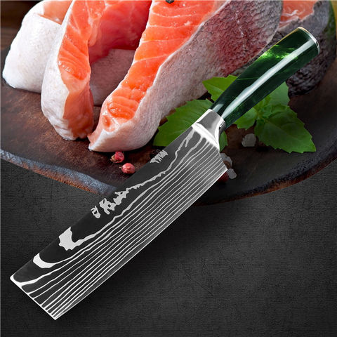 Kitchen Knife Chef Knives Set Knife 3 PCS Cleaver Utility Knife Laser  Pattern 