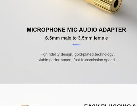 QGeem-6.35mm to 3.5mm audio cable adapter, thickening gold-plated interface, plug and play supplier