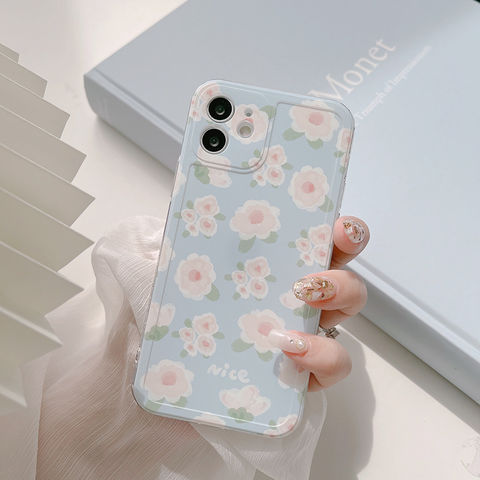 Luxury Flower Geometric Pattern Square Leather Phone Case For iPhone 14 PRO  MAX 13 15 PRO 12 11 X XS XR 7 8 14 Plus Soft Cover