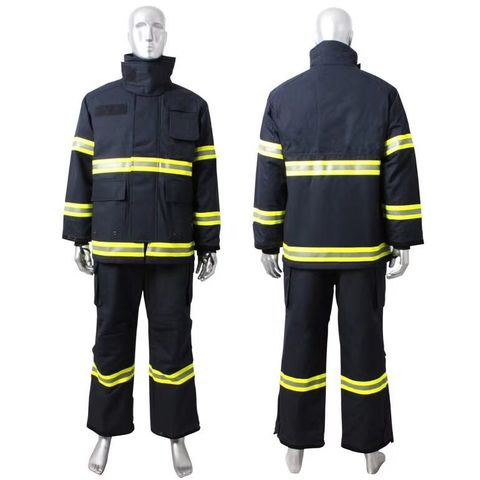 China 4 Layers Aramid Navy Blue Firefighter Protective Fire Safety Suit ...