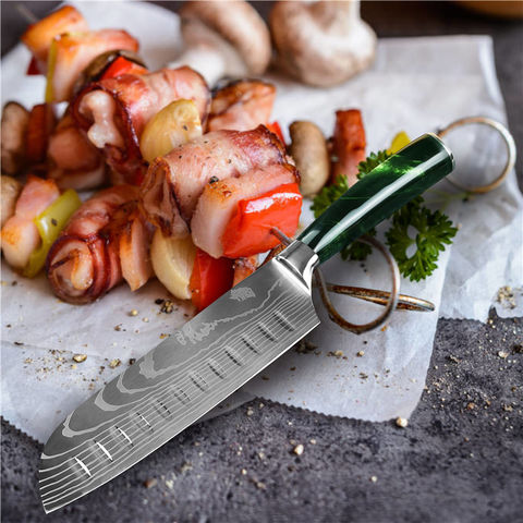 Kitchen Knife Set Knives Stainless German Steel Chef Cleaver Santoku Wood  Handle