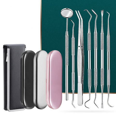 Ensemble de grattoirs à langue en acier inoxydable, grattoirs à langue, miroirs  buccaux pour adultes, ensemble de 5 outils de nettoyage, Kit de soins  bucco-dentaires