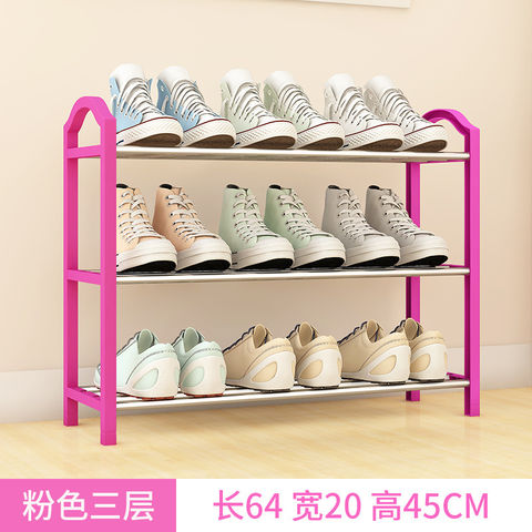 Simple Shoe Rack Doorway Multilayer Small Shoe Rack Household Dormitory Storage Rack Multifunctional Rack Rebrilliant Finish: Pink