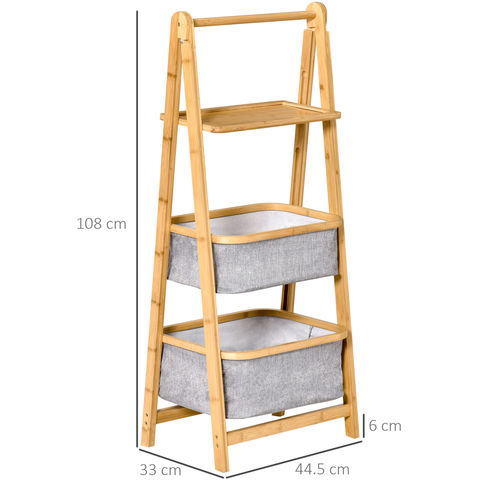 Storage Baskets on a Ladder in Three Tiers