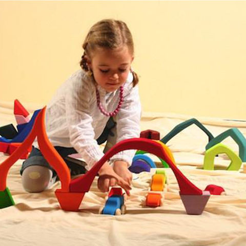 China Baby Toy Montessori Rainbow Building Blocks DIY Creative Stacking ...