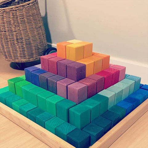 China Baby Toy Montessori Rainbow Building Blocks DIY Creative Stacking ...