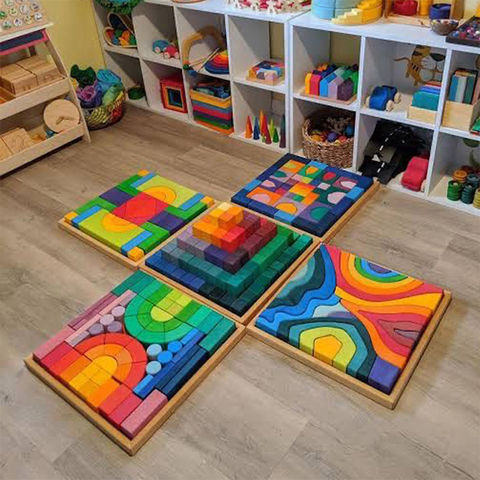 China Baby Toy Montessori Rainbow Building Blocks DIY Creative Stacking ...
