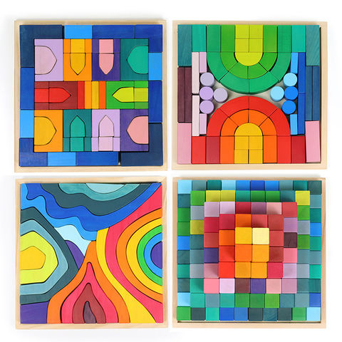 China Baby Toy Montessori Rainbow Building Blocks DIY Creative Stacking ...