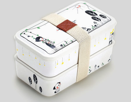 Bento Lunch Box New Custom Bamboo Fiber Sealed Student Lunch Box Children's Tableware supplier
