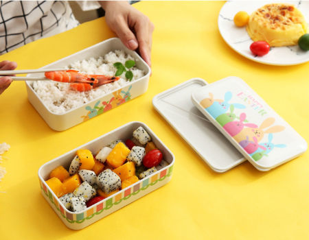 Bento Lunch Box New Custom Bamboo Fiber Sealed Student Lunch Box Children's Tableware supplier