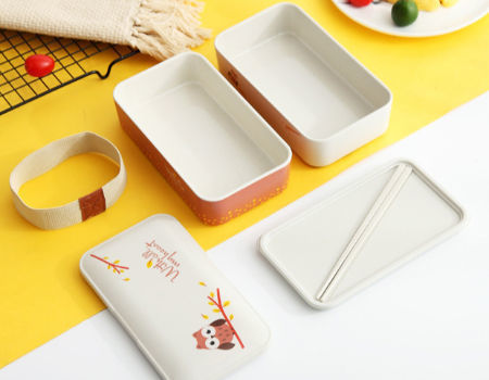 Bento Lunch Box New Custom Bamboo Fiber Sealed Student Lunch Box Children's Tableware supplier