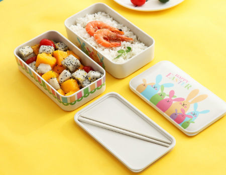 Bento Lunch Box New Custom Bamboo Fiber Sealed Student Lunch Box Children's Tableware supplier