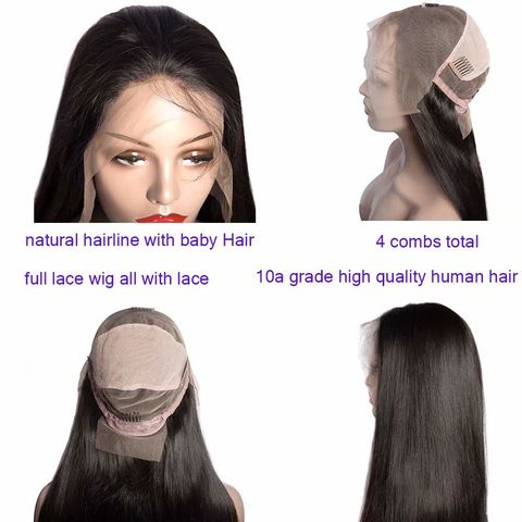 Body Wave 360 Lace Closure Wigs Human Hair Heat Resistant Natural Black  Color