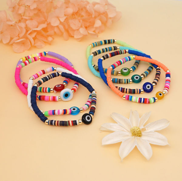 Wholesale In Bulk Multi Color And Design Clay Beads Bracelet Love