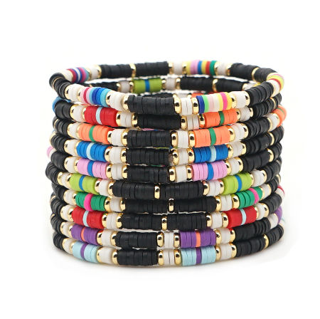 Wholesale In Bulk Multi Color And Design Clay Beads Bracelet Love