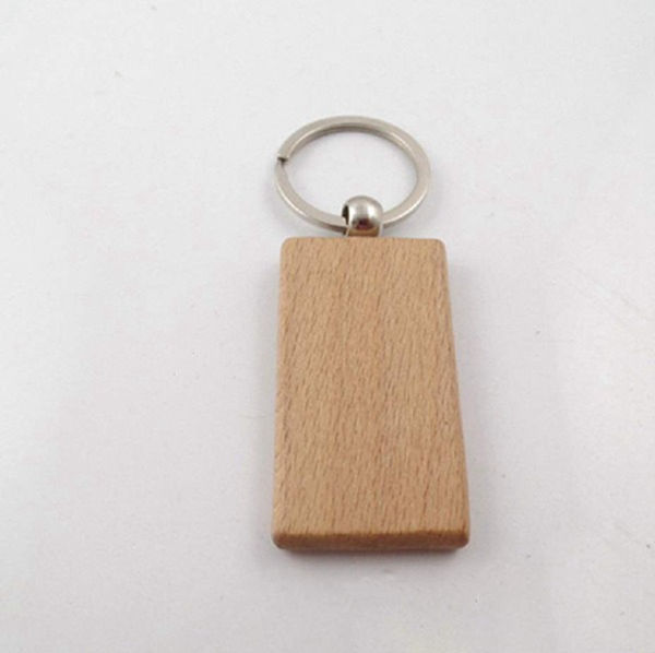 30Pcs Blank Rectangle Wooden Key Chain Diy Wood Keychains Key Tags Can Engr Z6K7 