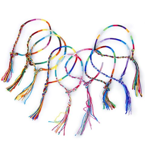 9er Pack Hippie-Stil Geflochtene Freundschaftsarmbänder Gewebtes Handgelenk Knöchel Geflochtenes Armband - Ra Farbe