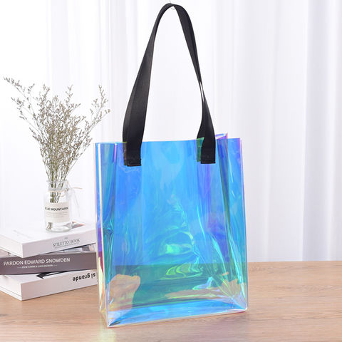 Source Hologram clear PVC tote bag, Laser transparent handbag, or