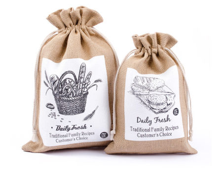 small hessian drawstring bags