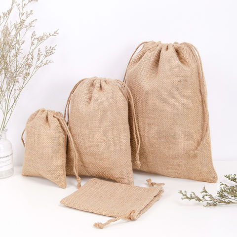 Custom Printed Small Natural Drawstring Jute Tote Bags