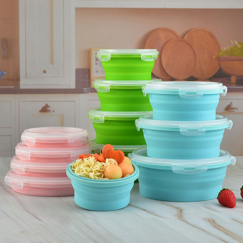Silicone Food Container Portable Round Folding Heat Safe Fresh