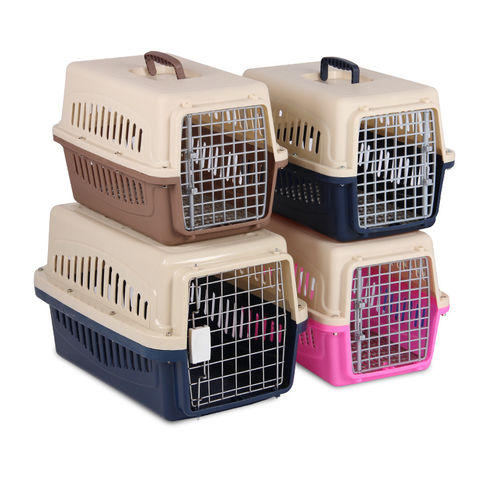 Small Plastic Cat & Dog Carrier Cage Blue Portable Pet Box Airline App