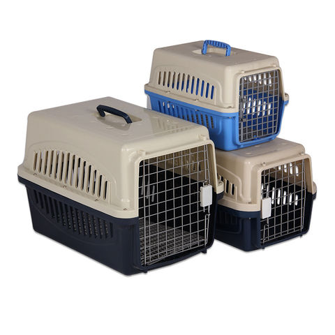 Small Plastic Cat & Dog Carrier Cage Blue Portable Pet Box Airline App